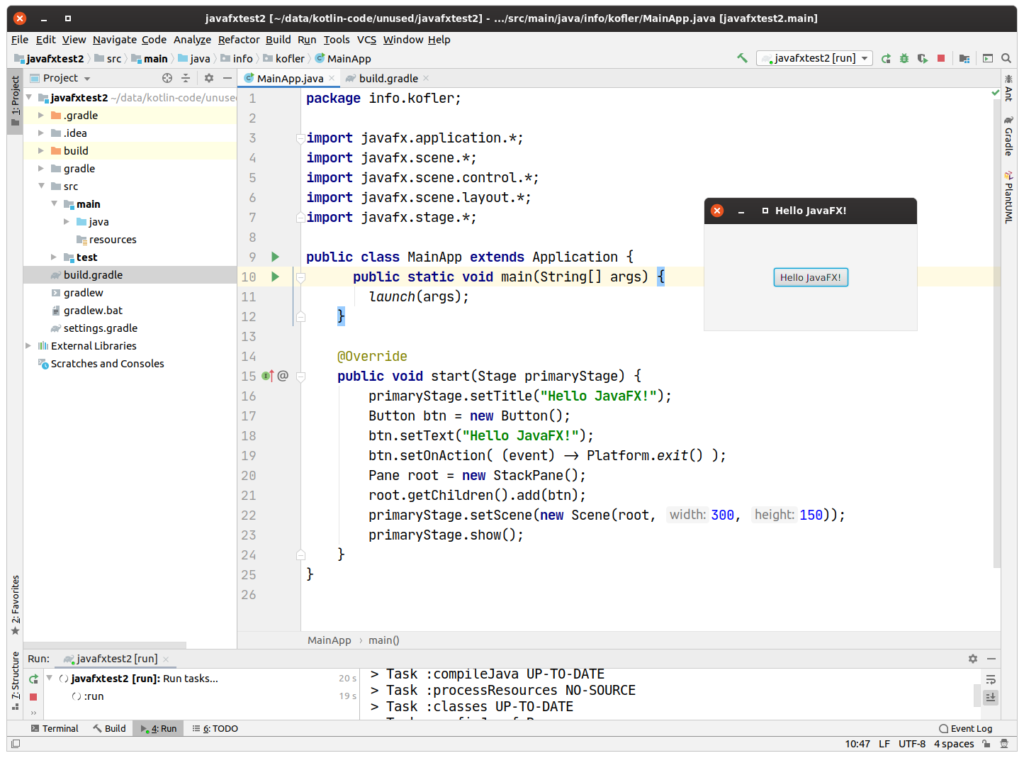 JavaFXProgramm mit Gradle kofler.info